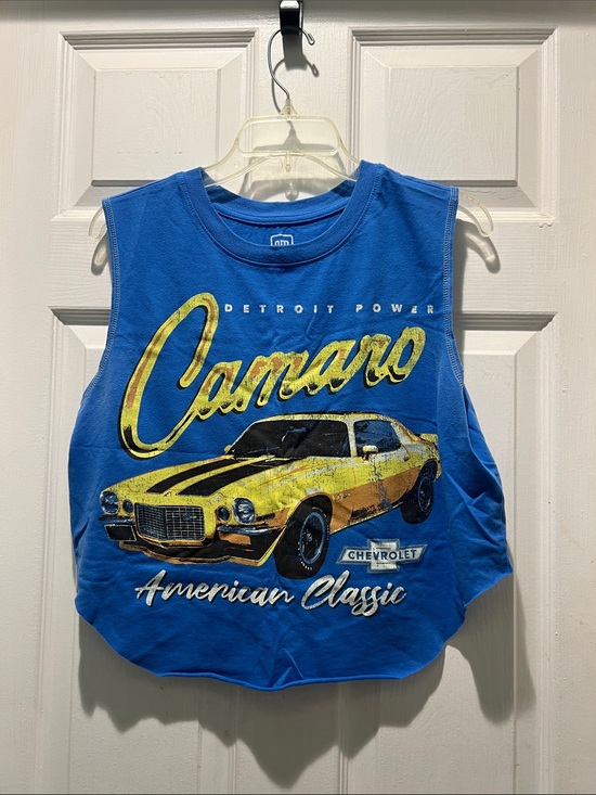 General Motors Tops - GM Official Apparel Blue Tank with Yellow Camaro Graphic
